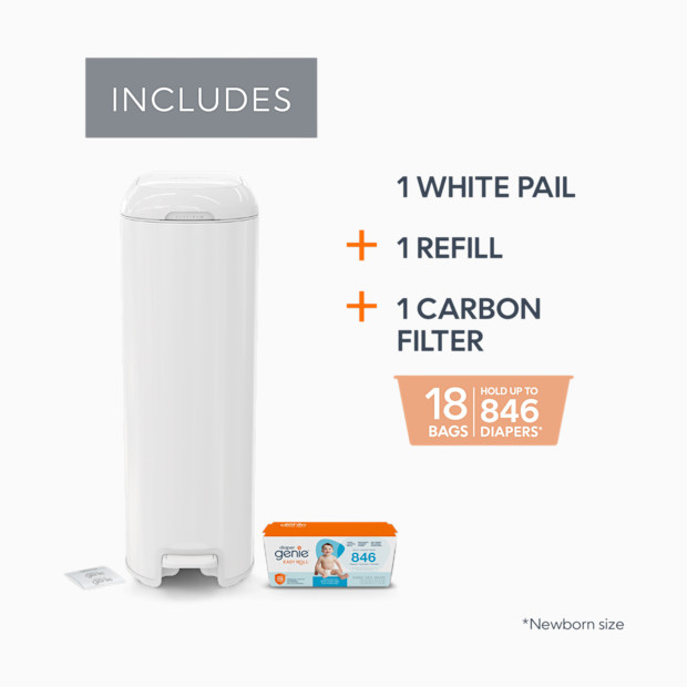 Diaper Genie Platinum Stainless Steel Diaper Pail with Easy Roll Refill Bags.