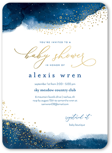 Watercolor Cosmos Baby Shower Invitation.