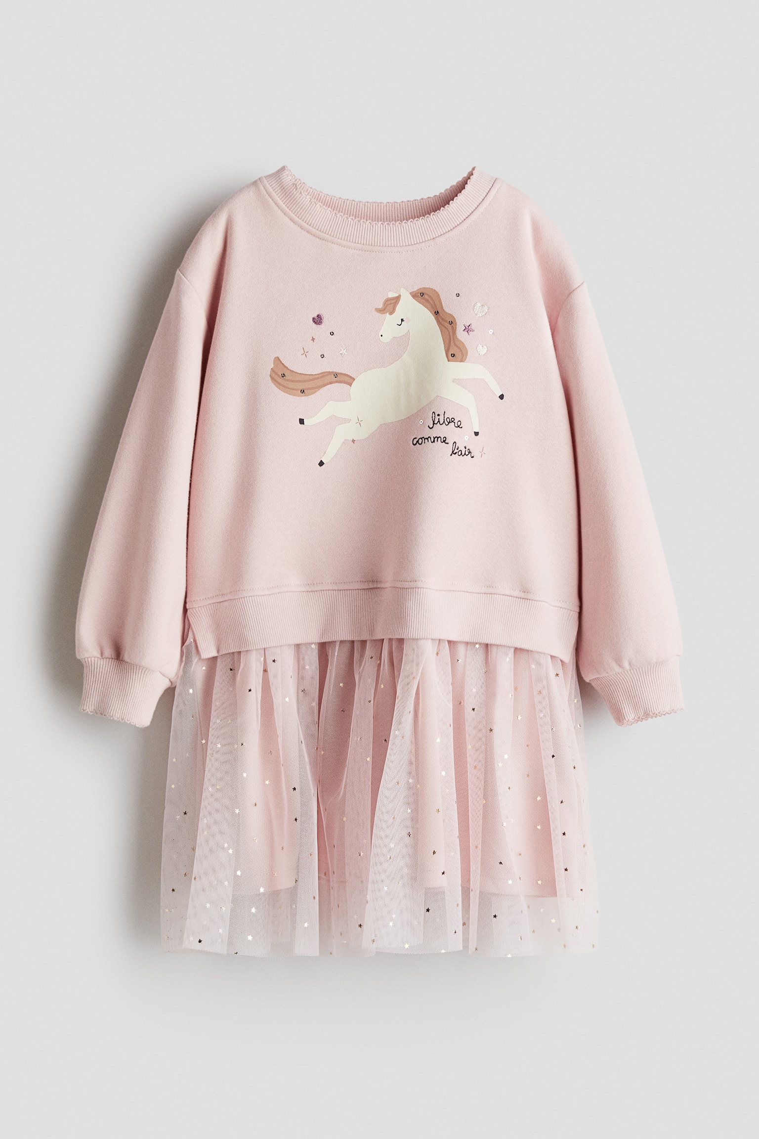 Sweatshirt Dress With Tulle Skirt.