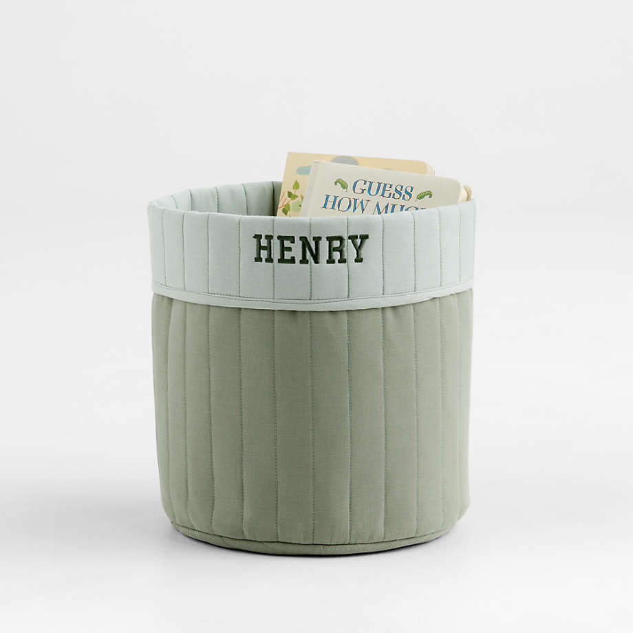 Crate & Kids Quilted Iceberg Green Shelf Storage Bin.