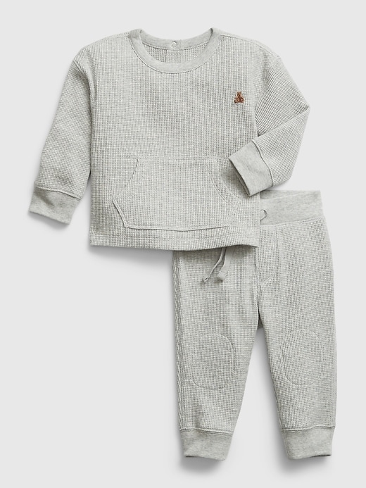 GAP Baby Waffle-Knit Two-Piece Outfit Set in light heather gray - $19.00.