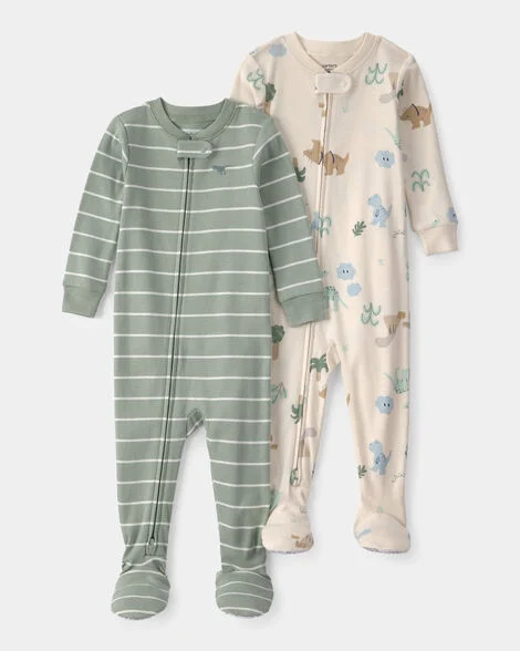 Carter's 2-Pack Dinosaur Striped Snug Fit 1-Piece Pajama.