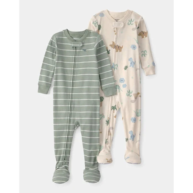Carter's 2-Pack Dinosaur Striped Snug Fit 1-Piece Pajama.
