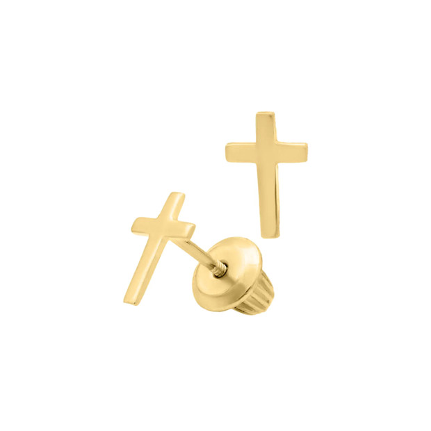 Mignonette 14k Gold Cross Stud Earrings Offer.