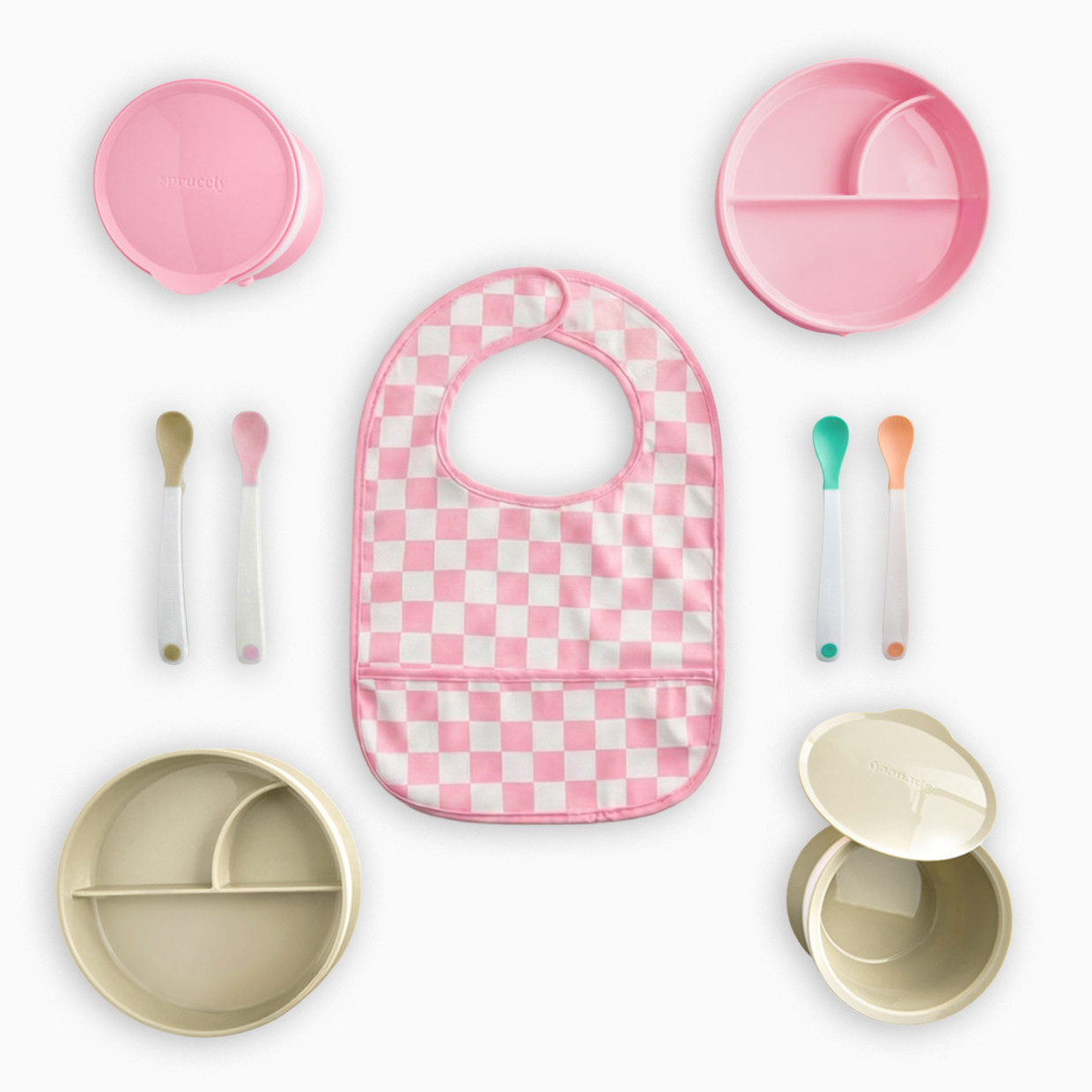 Sprucely Solid Feeding Starter Set (9-Piece) - Pink Multi.