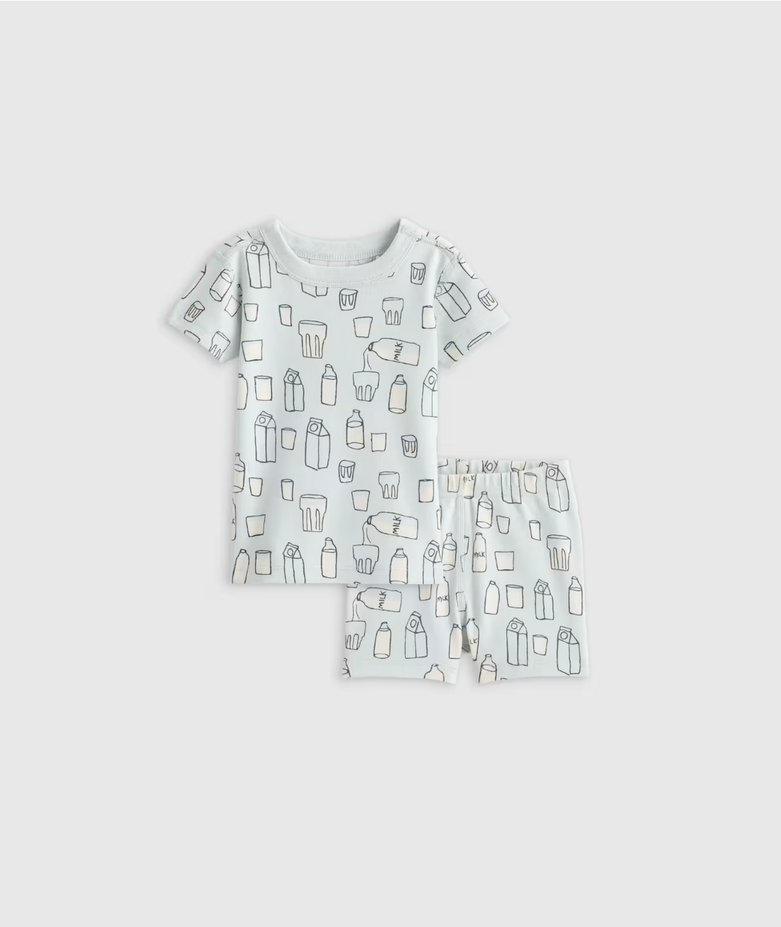 Quince 100% Organic Cotton Short Sleeve and Shorts Pajama Set in Milk.