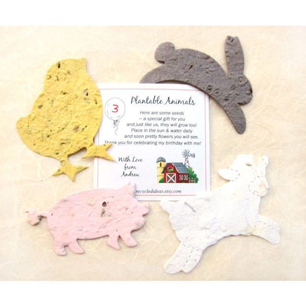 RecycledIdeas 24 Seed Paper Farm Birthday Party Favors.