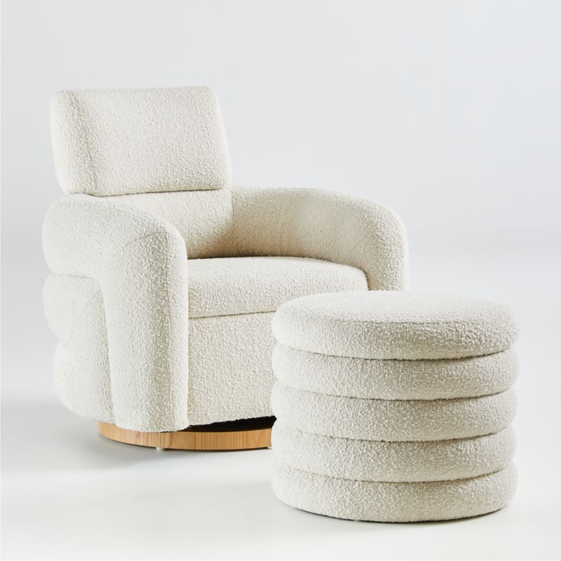 Crate & Kids Boucle Nursery Swivel Glider and Storage Ottoman - $1,099.00.