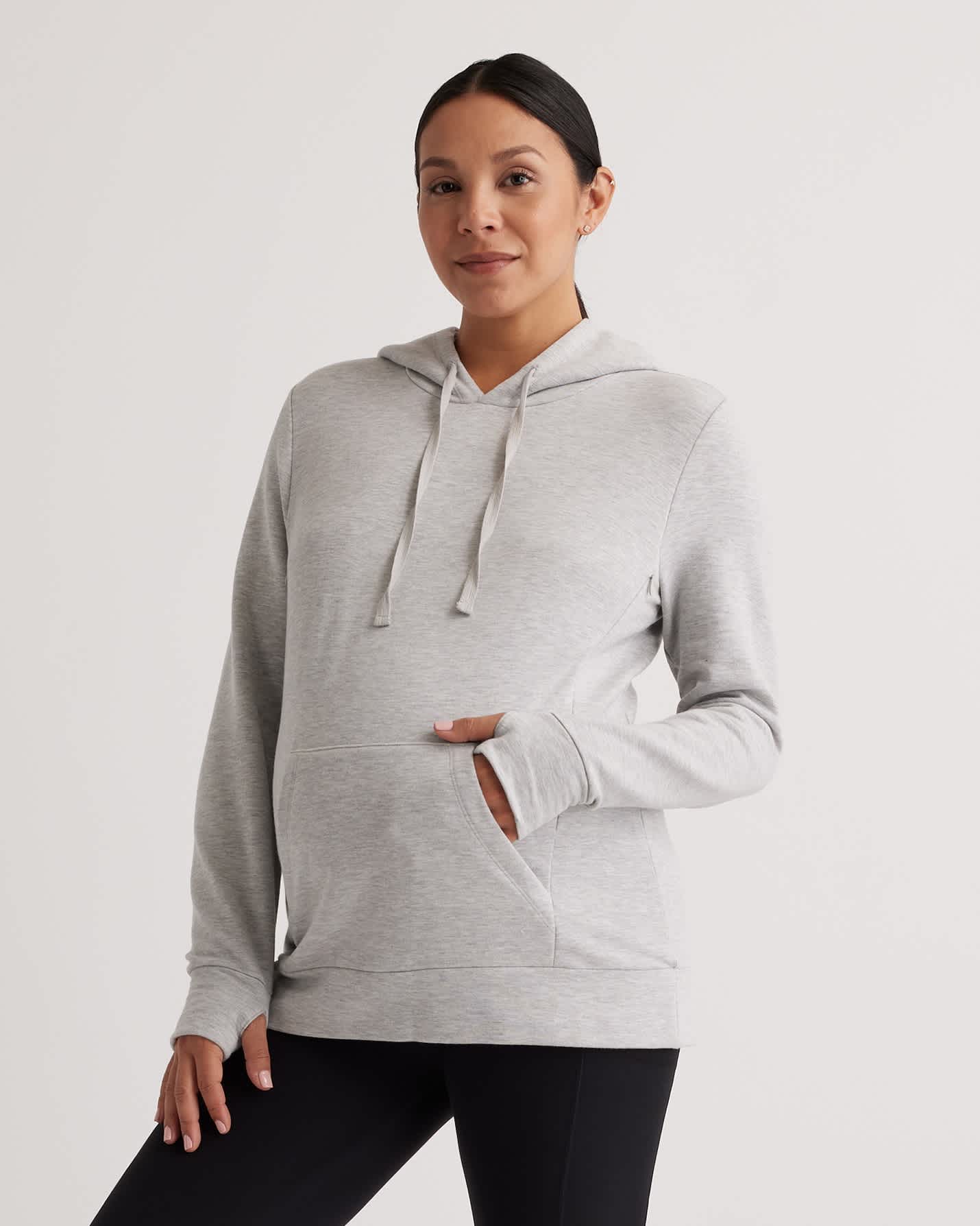 Quince SuperSoft Fleece Maternity & Nursing Hoodie.