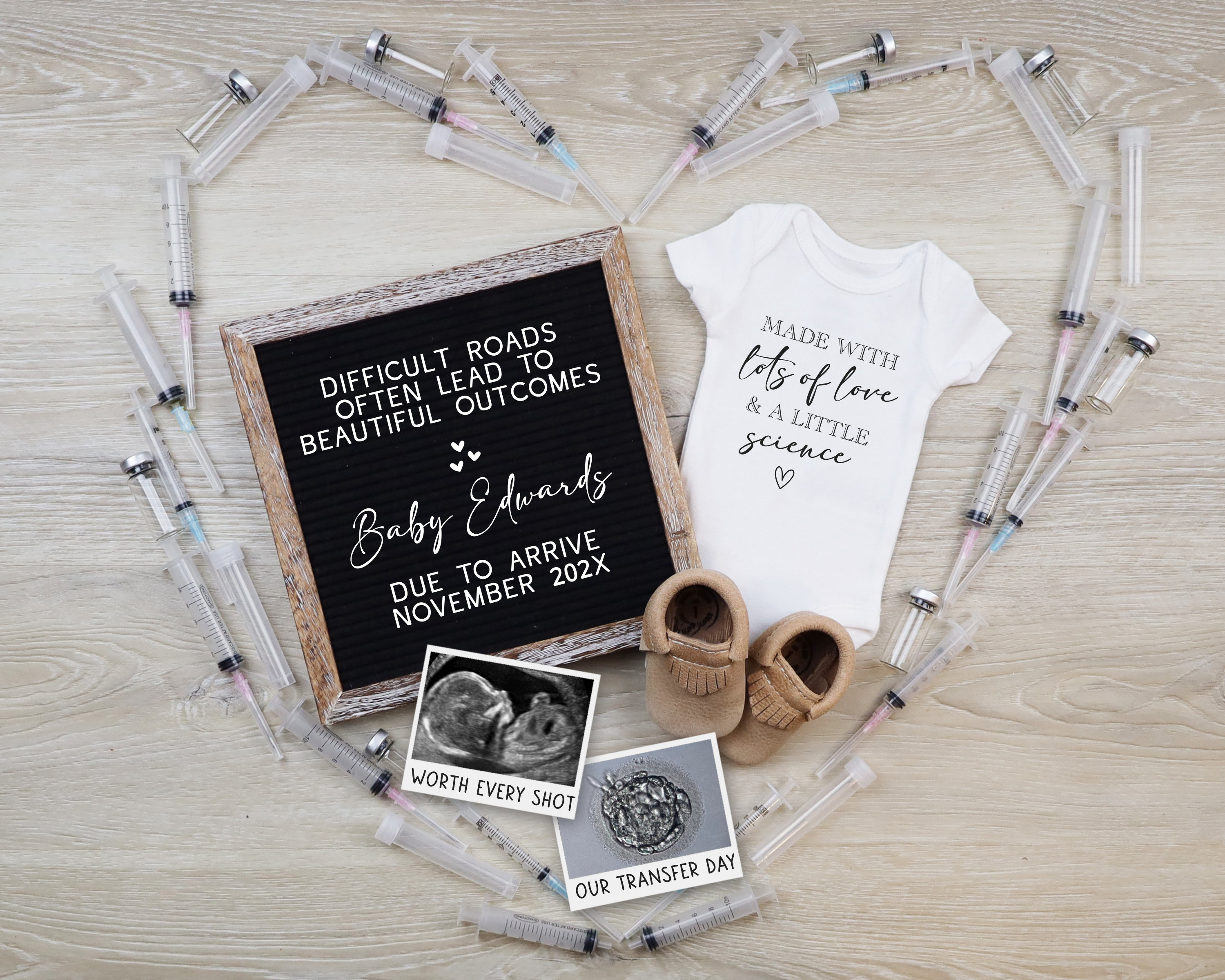 MinnyPrints IVF Pregnancy Announcement Digital Social Media Template.