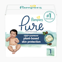 Pampers Pure Protection Baby Diapers, Size 1 (8-14 lbs), 198 Count, Up to 100% Leakproof, Premium Plant-Based Skin Protection, Hypoallergenic Soft Diapers