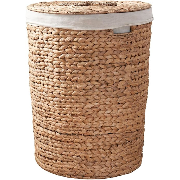 SOL HOME Round Woven Wicker Laundry Hamper with Lid.