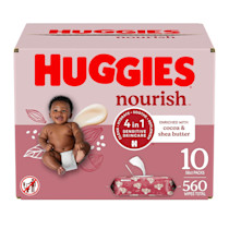 Huggies Nourish Scented Baby Wipes, 10 Push Button Packs (560 Wipes Total)