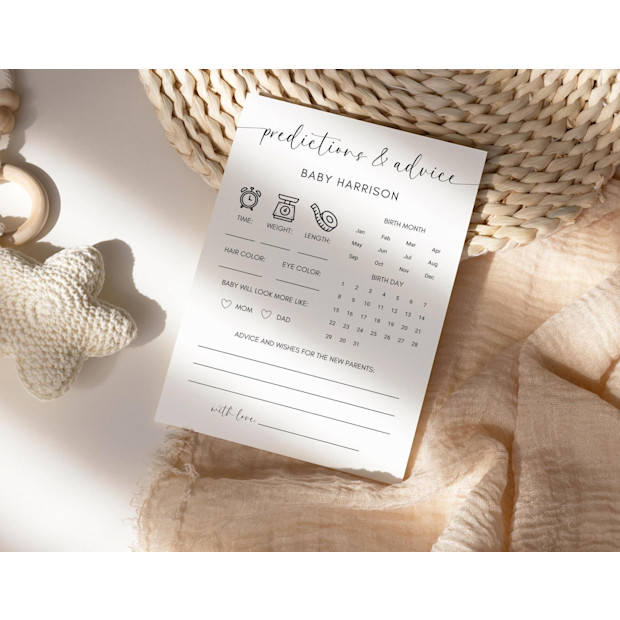 Cecilia Lynn Designs Printable Baby Shower Predictions and Advice Card.