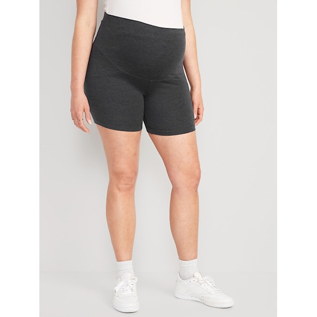 Maternity Full-Panel Biker Shorts, 6-inch inseam.