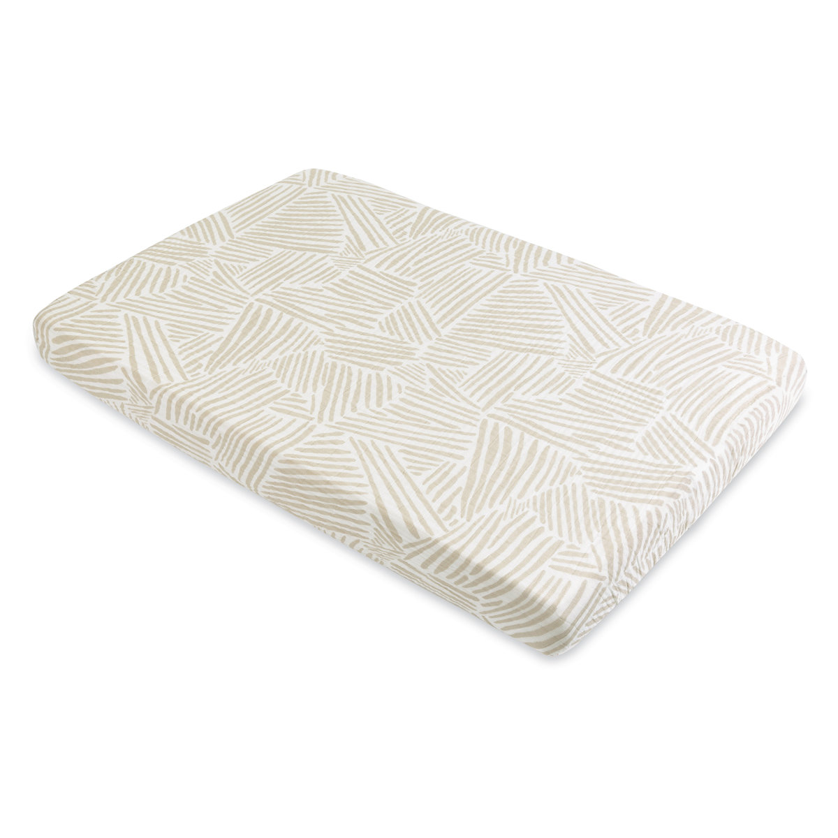 Oat Stripe Mini Crib Sheet In Muslin Cotton.