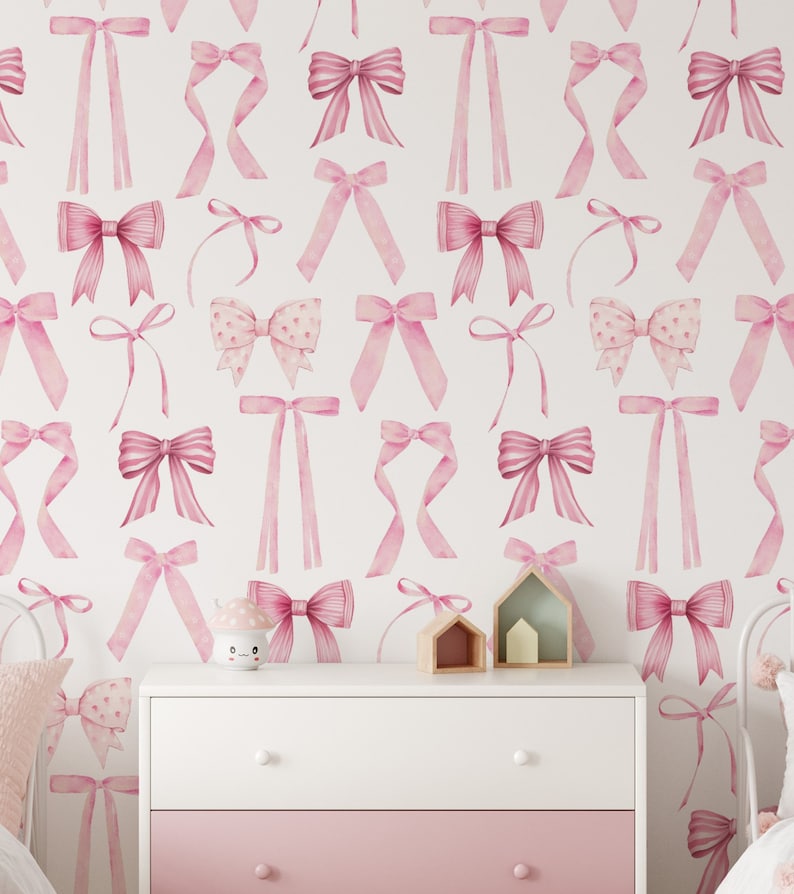 PaperbirdHome Coquette Bow Wallpaper - $20.00+.