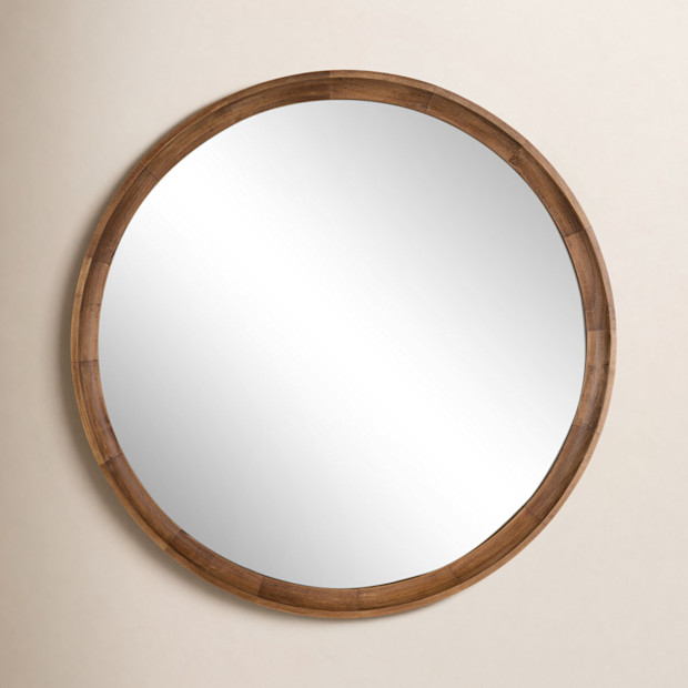 Zoie Rustic Brown Wood Flat Mirror.