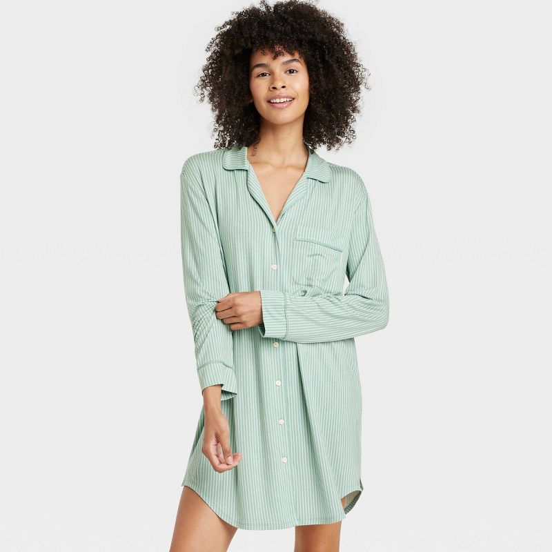 Auden Cloud Knit Notch Collar Long Sleeve NightGown.