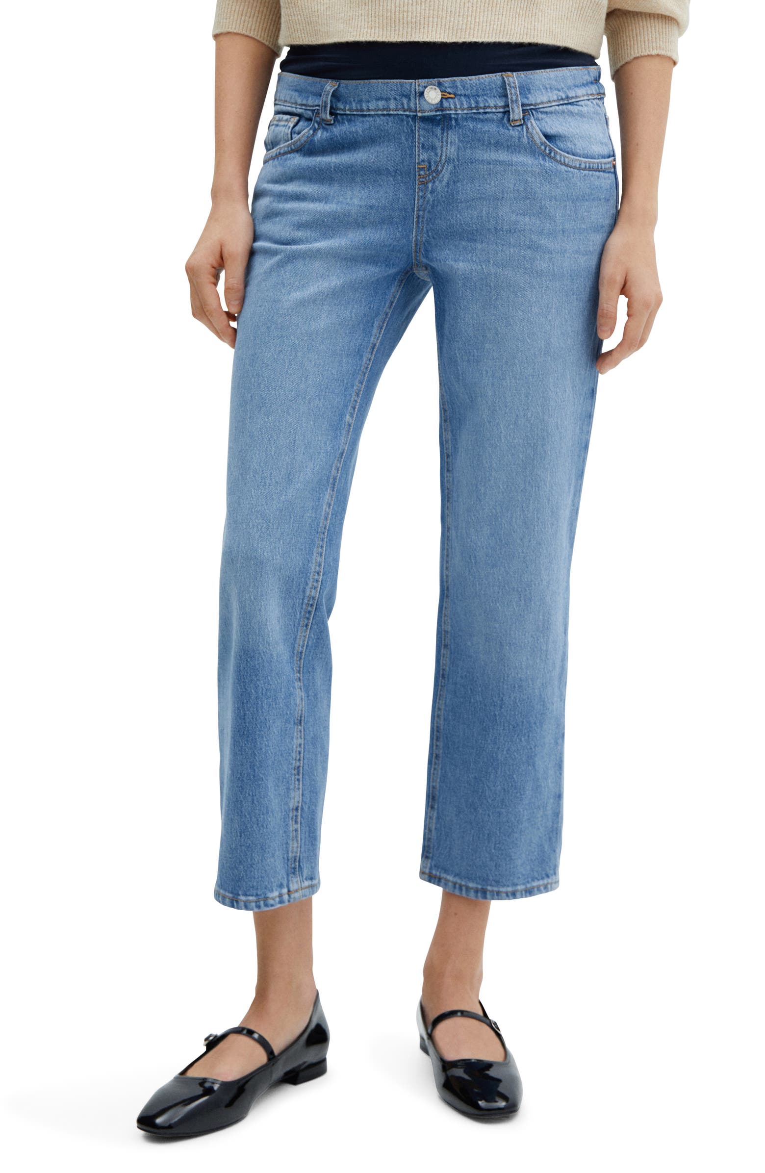 MANGO Straight Leg Crop Maternity Jeans.