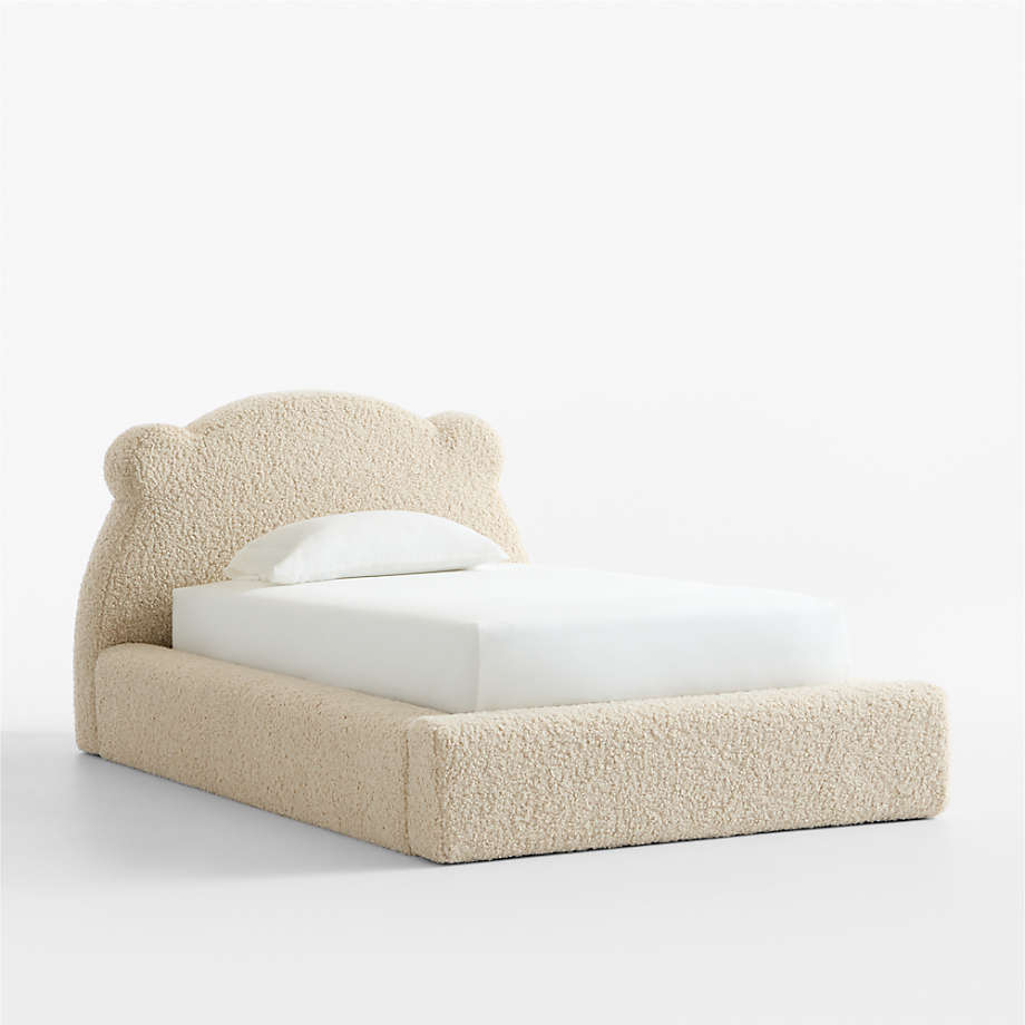 Crate & Barrel Little Bear Cream Sherpa Toddler Bed.