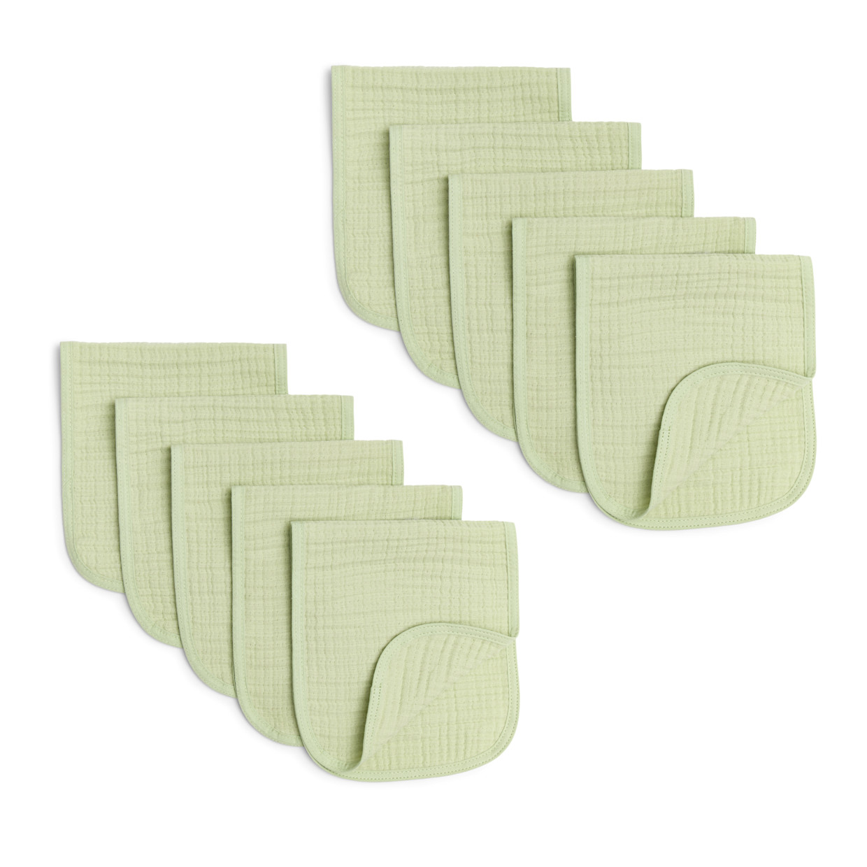 Small Story Organic Cotton Muslin Burp Cloths Multipack - Sage, 10.