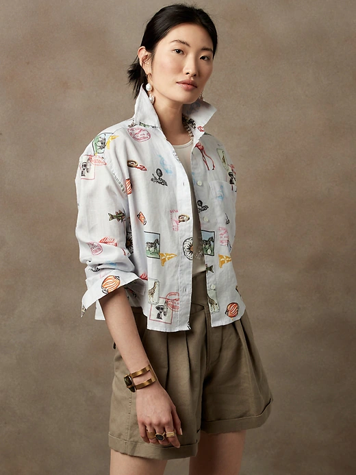 Linen Boxy Cropped Shirt - $85.00.
