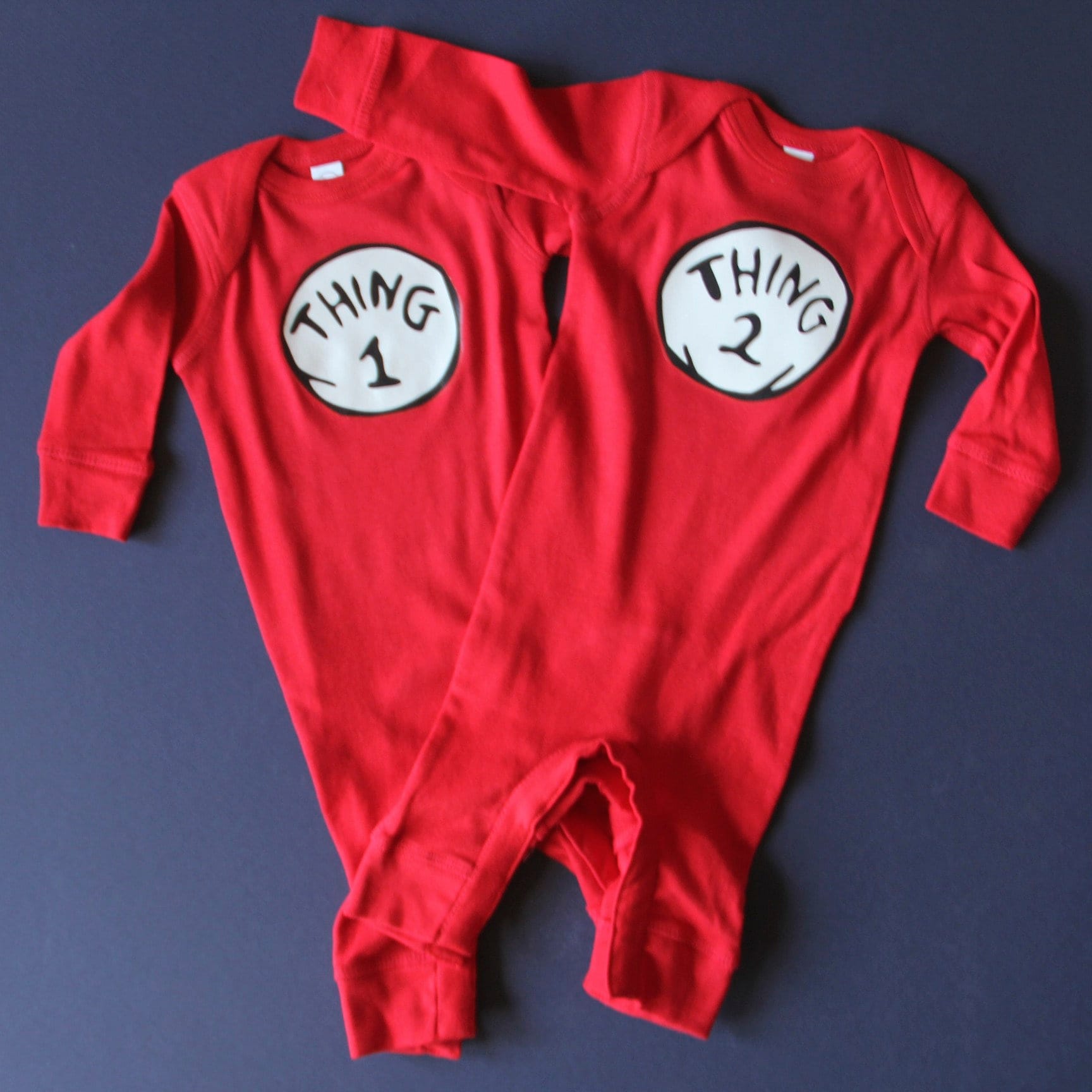 RH2 Creations Thing One and Two Baby Bodysuit Set.