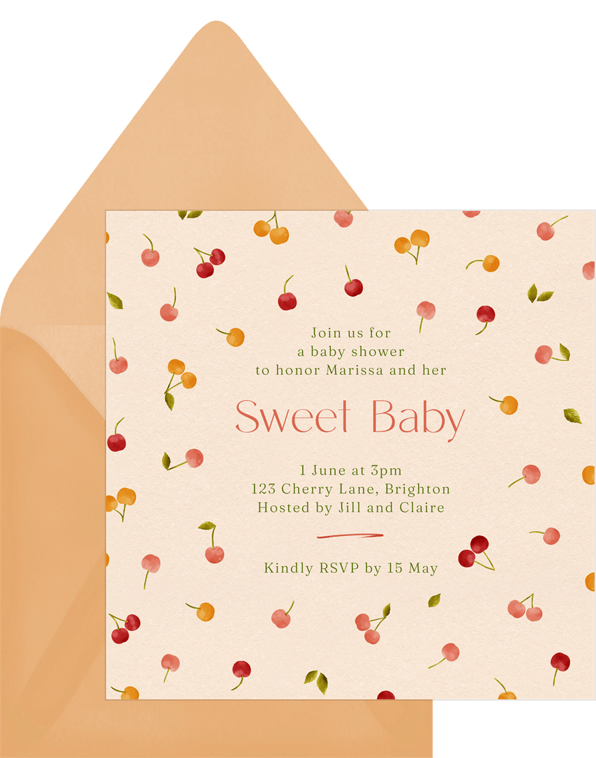 Sweet CherriesBaby Shower Invitation.