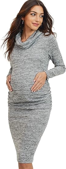 HELLO MIZ  Women's Sweater Knit Maternity Dress .