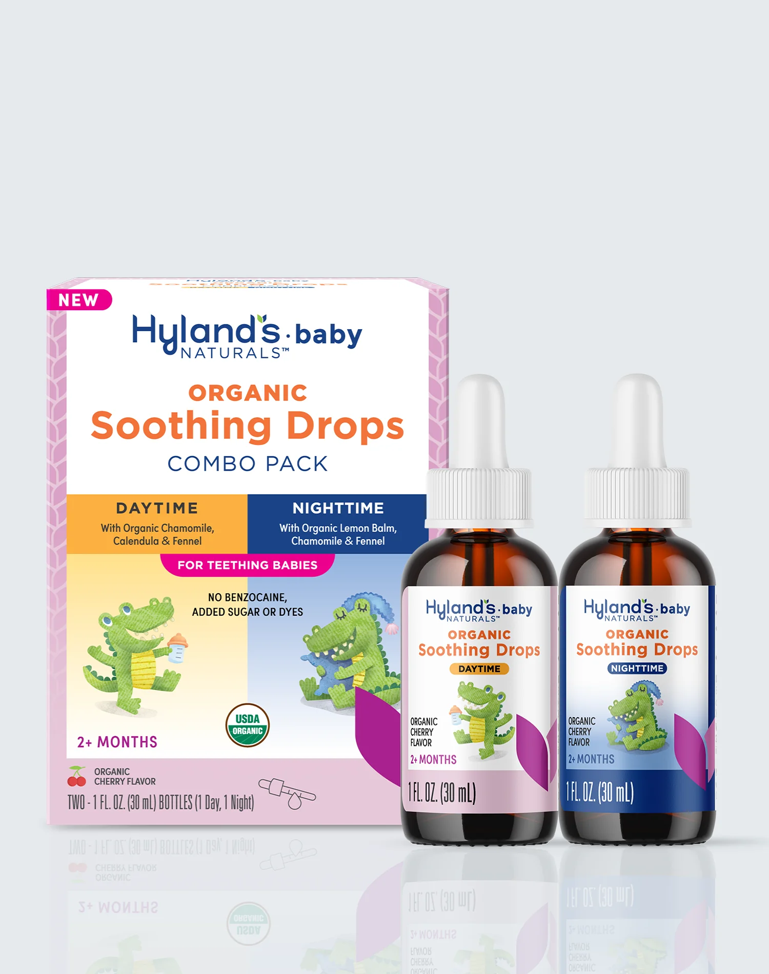 Hyland's Baby Organic Daytime and Nighttime Soothing Drops Combo Pack, Drops for Oral Discomfort, 2 oz.
