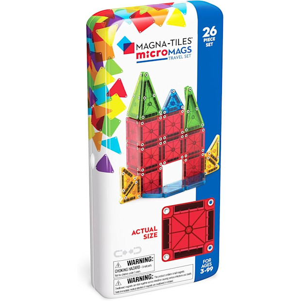 MAGNA-TILES microMAGS 26-Piece Travel Magnetic Construction Set.