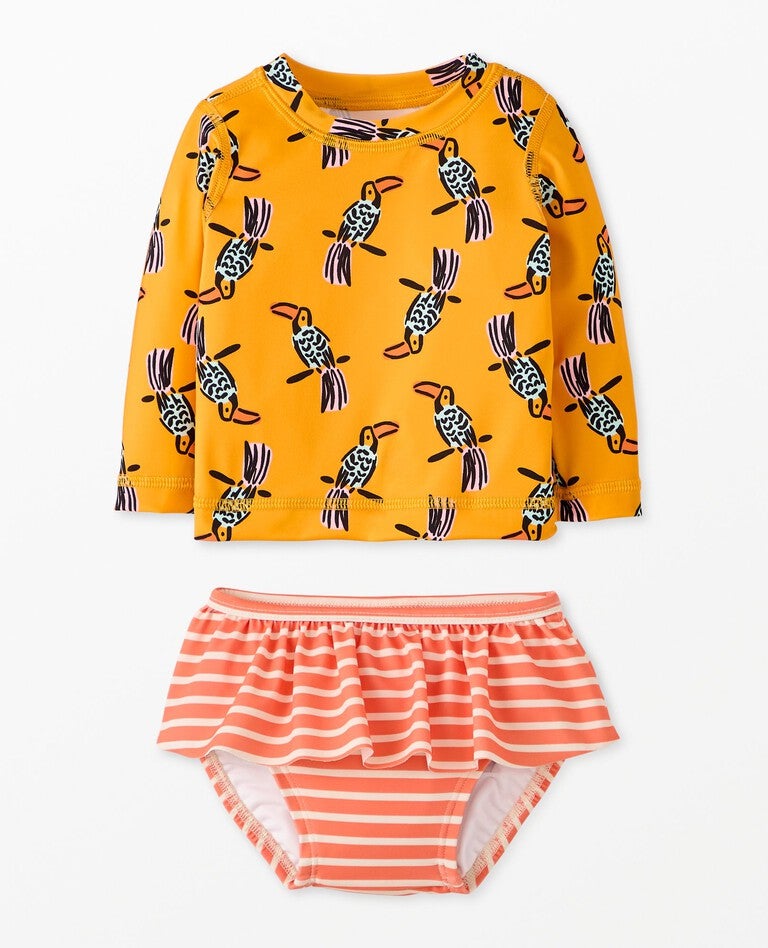 Baby Rashguard & Skirted Bikini Bottom Set.