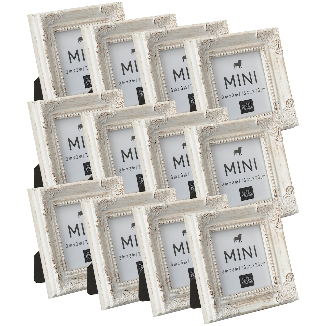 White Leaf Corner Accents Mini Frame by Studio Décor, 12-Pack.