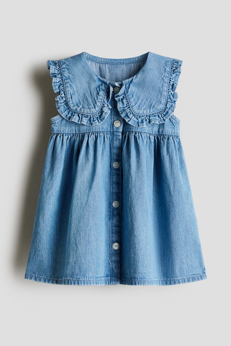 Denim Dress with Sailor Collar.