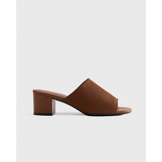 Italian Leather & Eco Knit Heeled Mule.