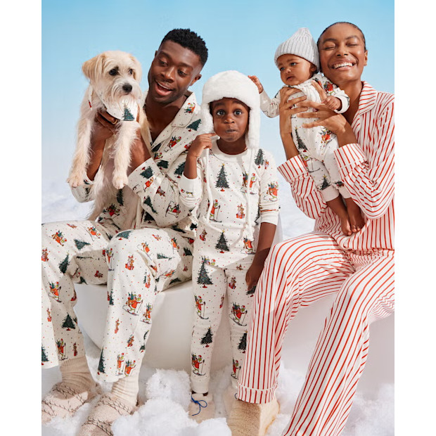 Hanna Andersson Dr. Seuss Grinch Skiing Matching Family Pajamas.