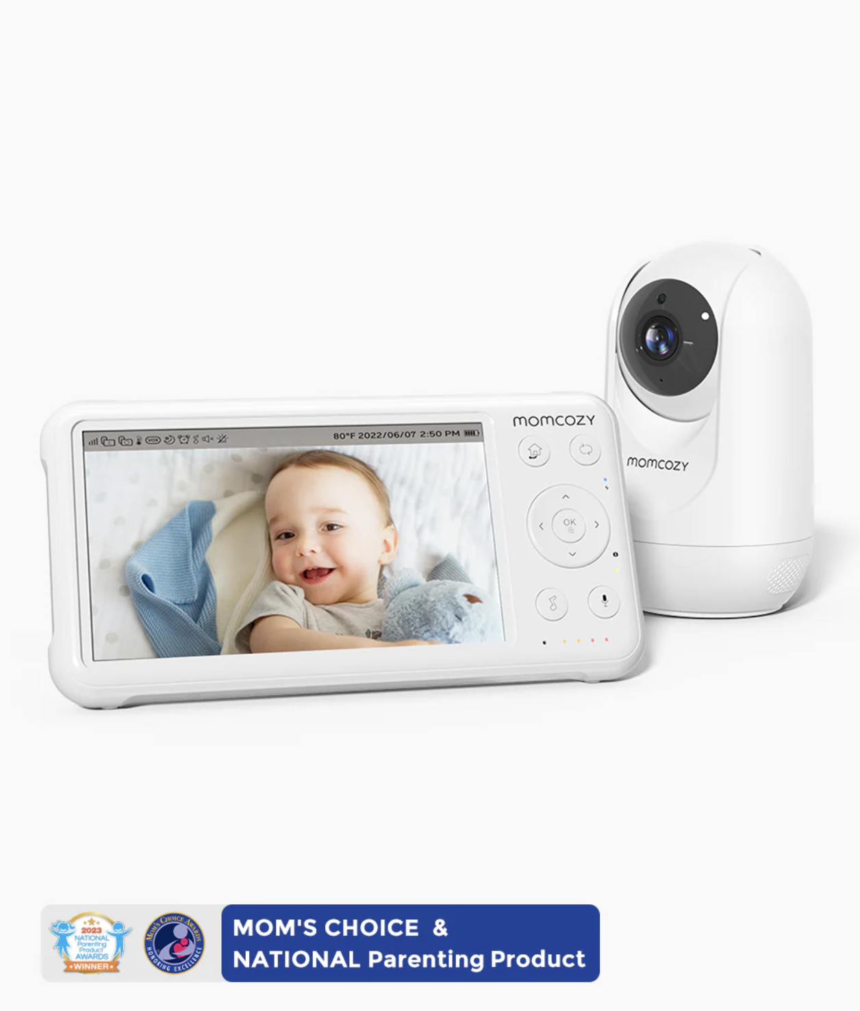 Momcozy Video Baby Monitor, 1080P 5" HD Baby Monitor with Camera & Wall Mount, Infrared Night Vision, 5000mAh Battery, 2-Way Audio, Temperature Sensor, Lullabies, 960ft Range, Ideal for New Moms, BM01