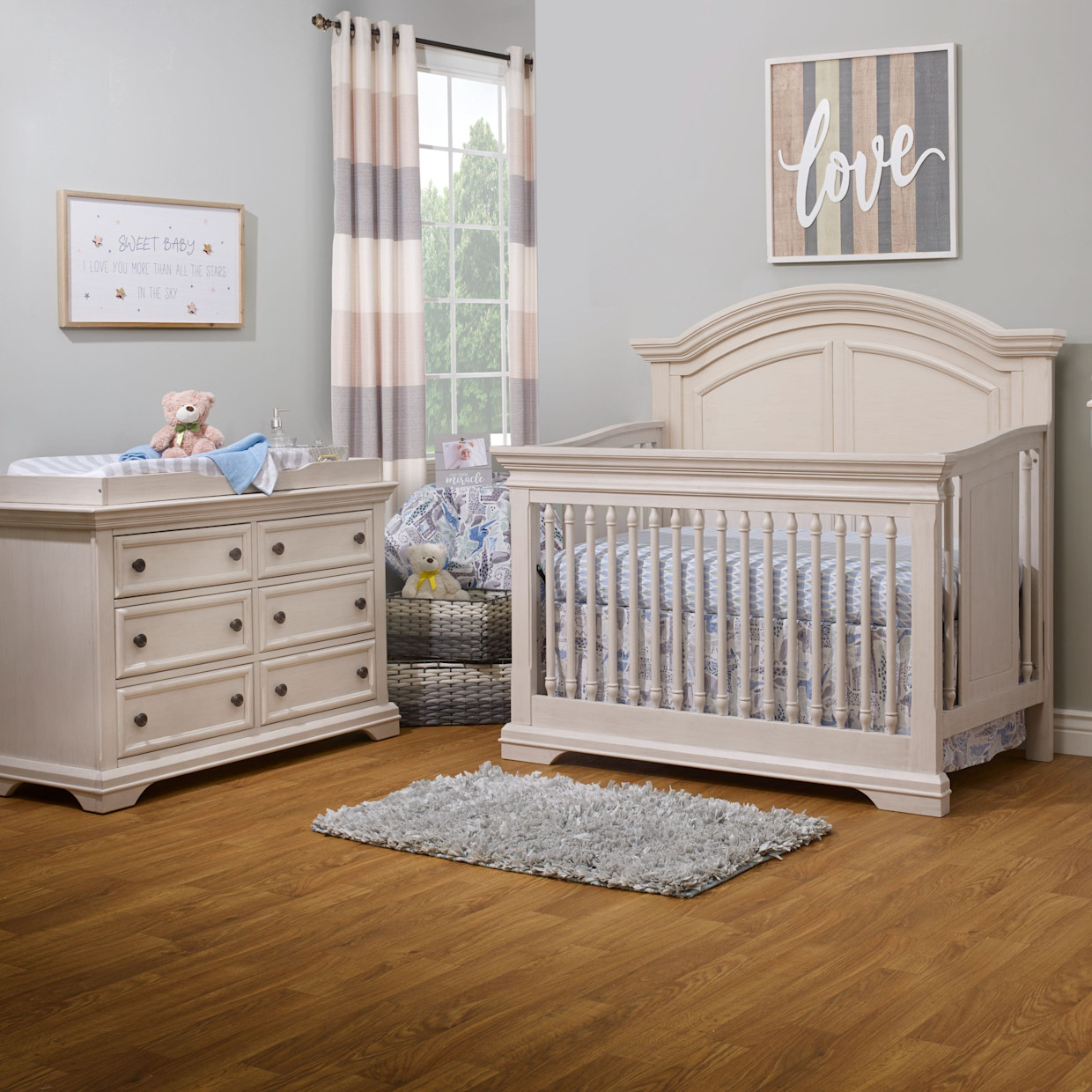 Sorelle Portofino High Arch Crib - Brushed Ivory.