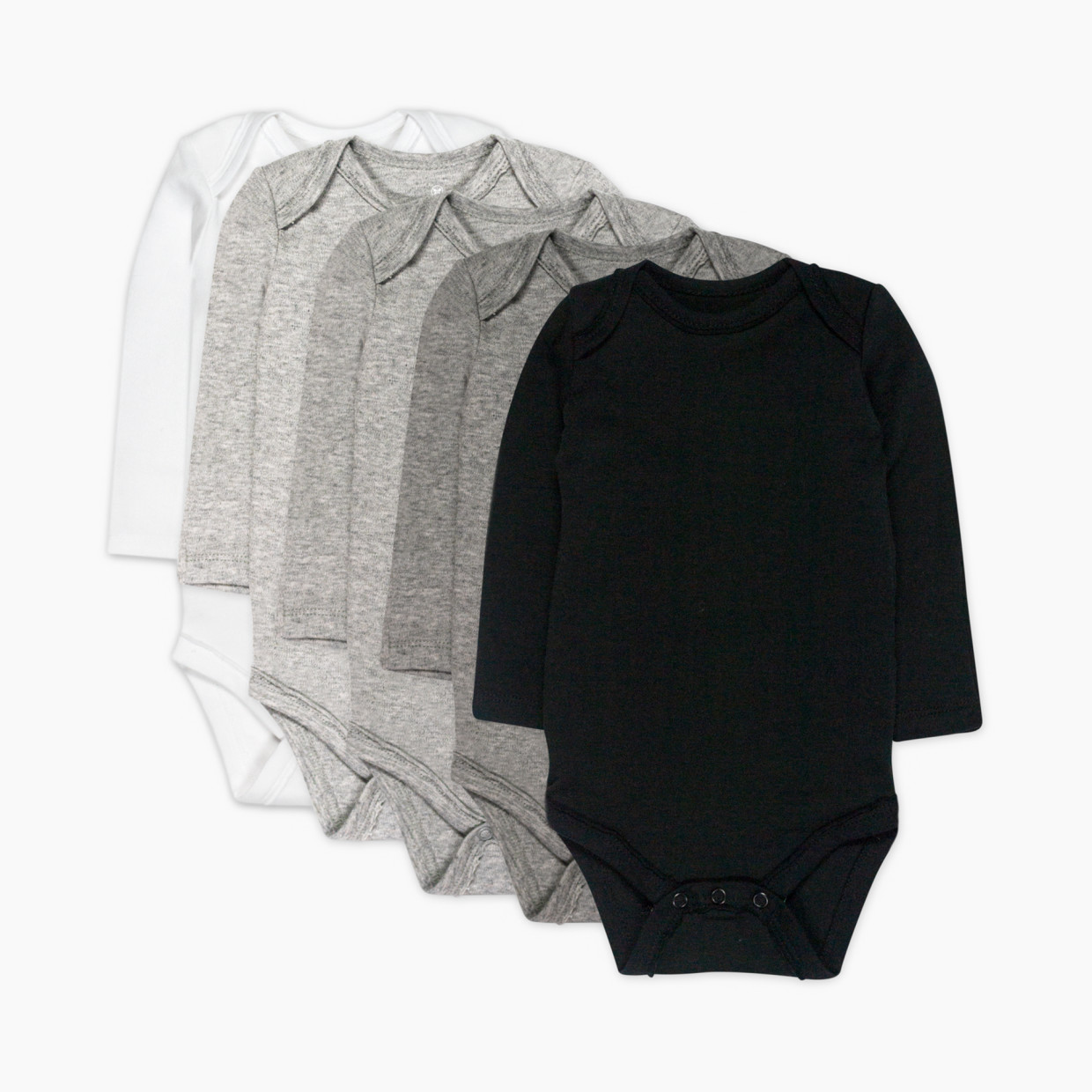 Honest Baby Clothing 5-Pack Organic Cotton Long Sleeve Bodysuit - Gray Ombre, Nb, 5.