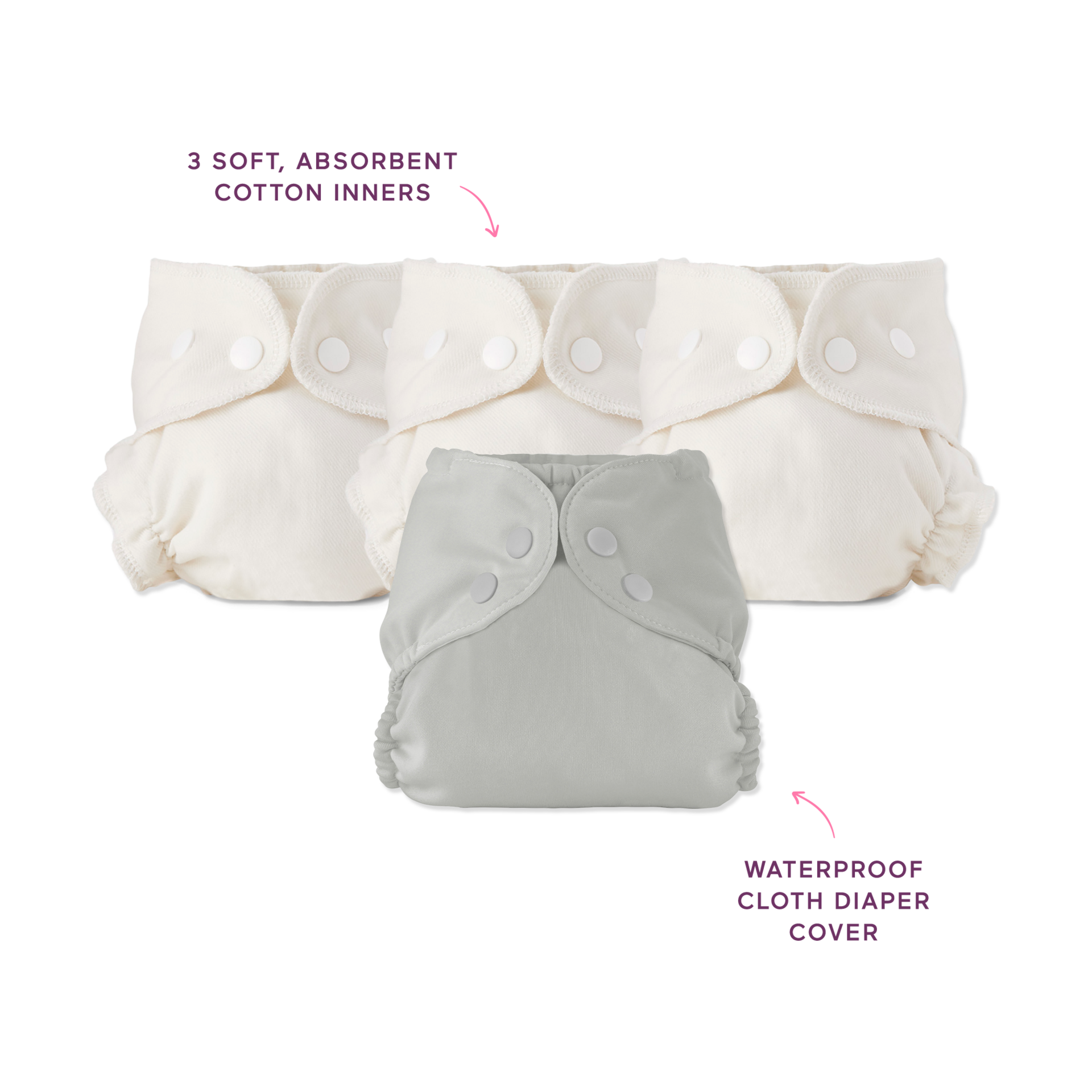 Esembly Blowout Proof Cloth Diaper Bundle - Dove, Size 1 (7-17lbs ...