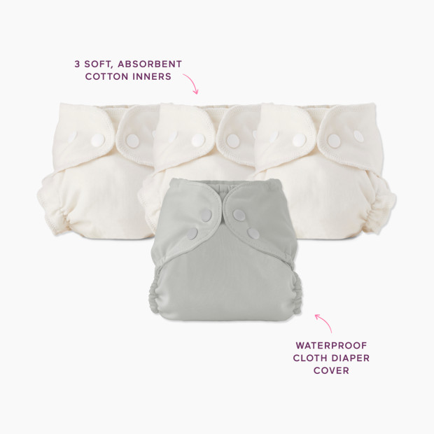 Esembly Blowout Proof Cloth Diaper Bundle - Dove, Size 2 (18-35lbs).