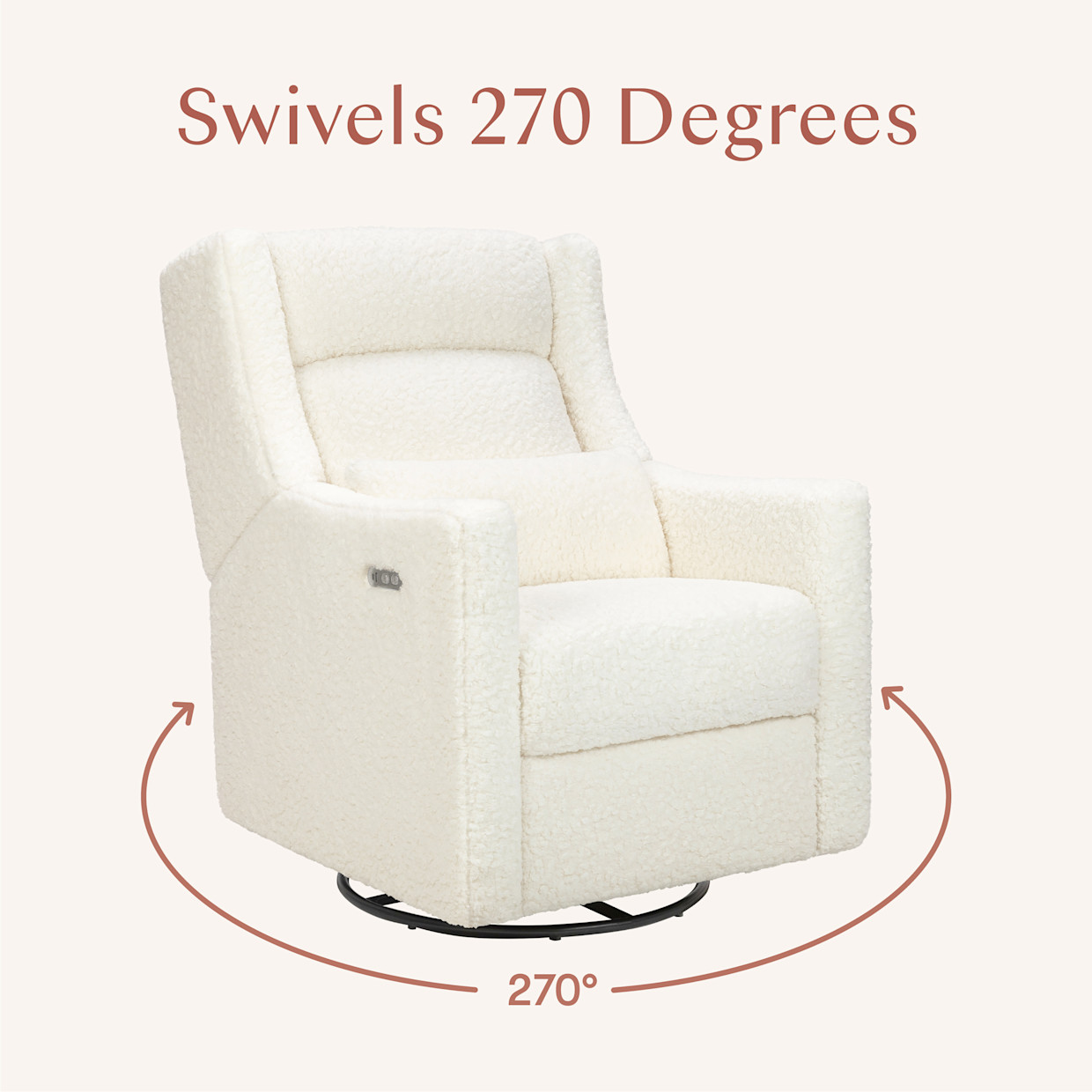 babyletto Kiwi Plus Power Recliner and Swivel Glider - Cream Shearling.