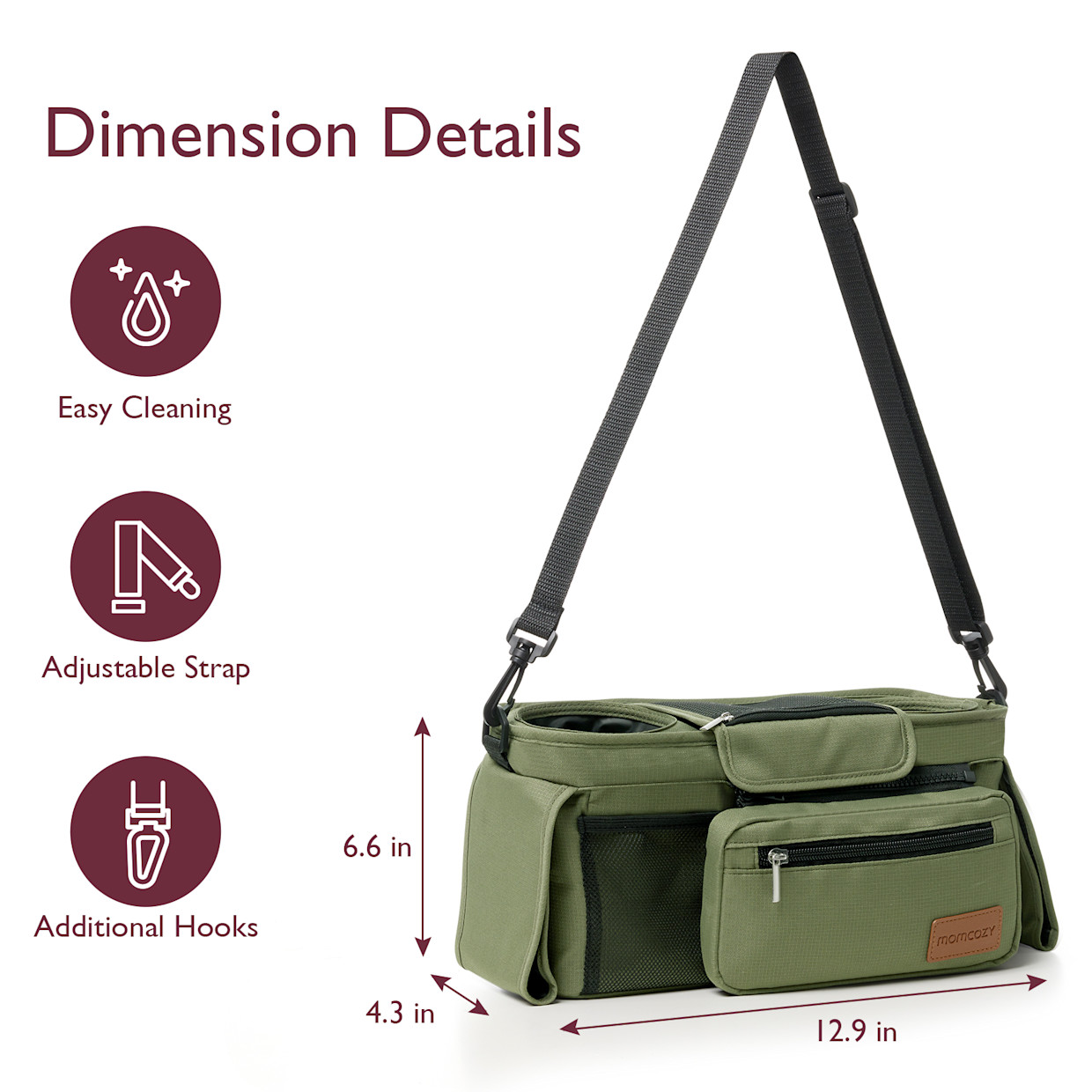 Momcozy Stroller Organizer - Dark Green.