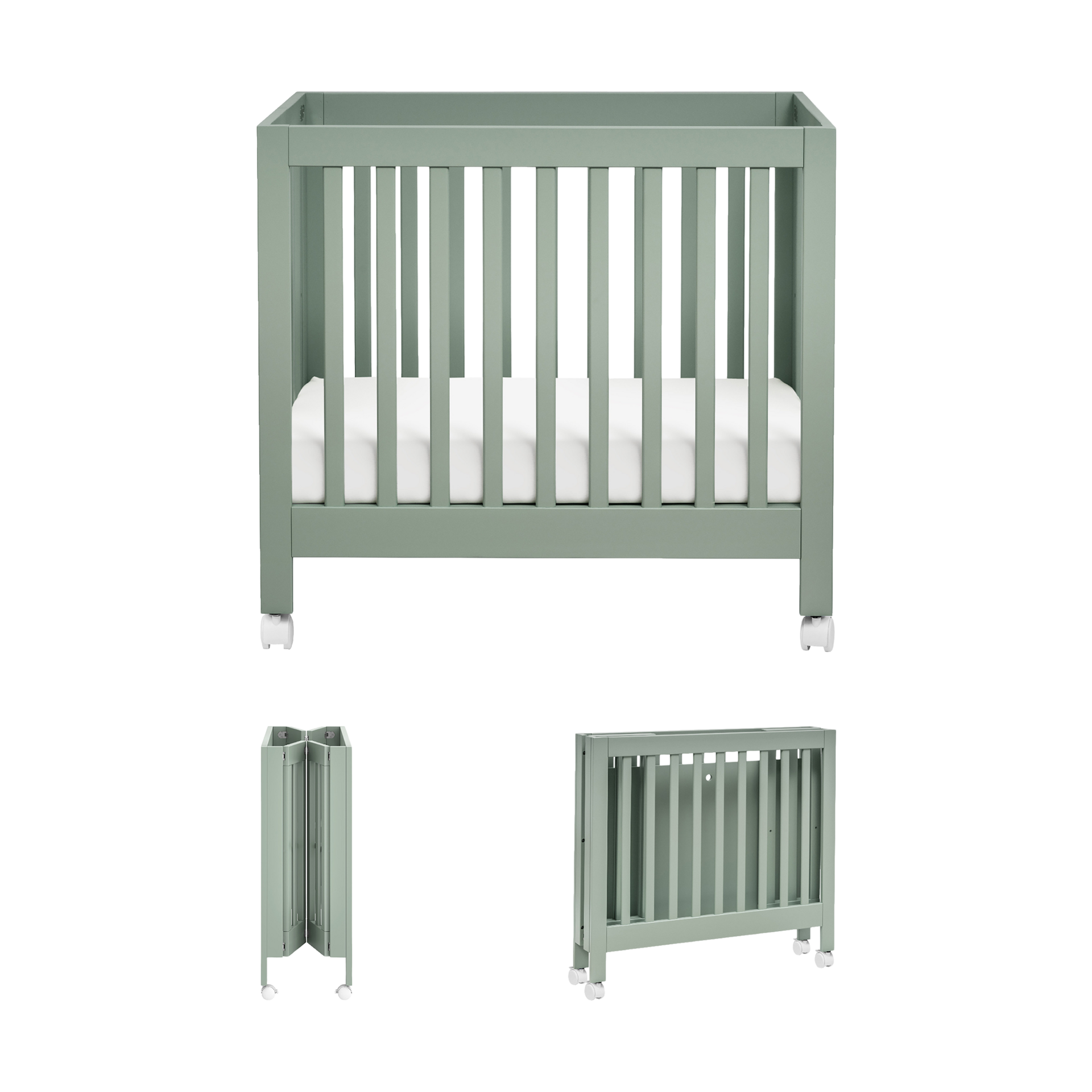 babyletto Origami Mini Crib - Light Sage.