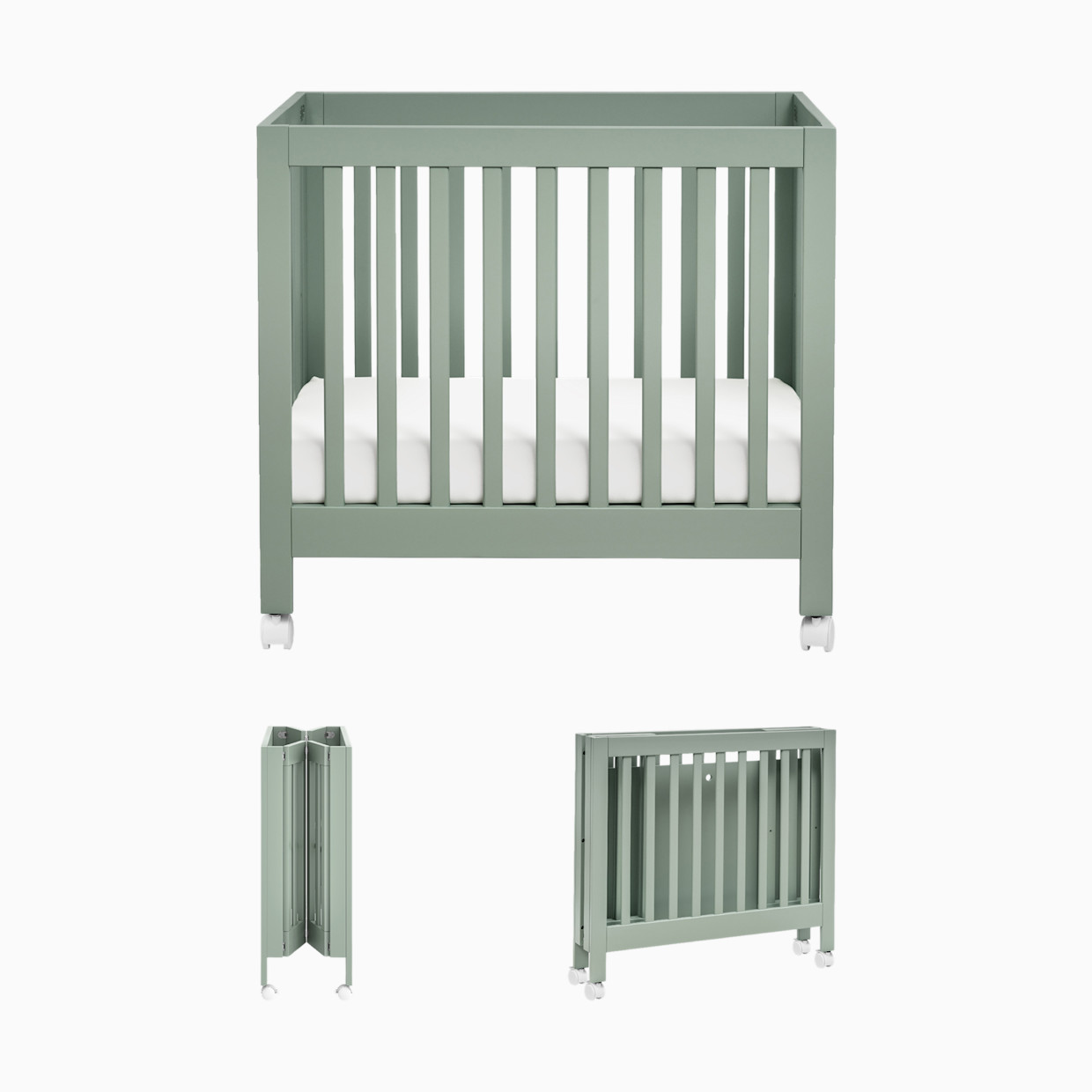 babyletto Origami Mini Crib - Light Sage.