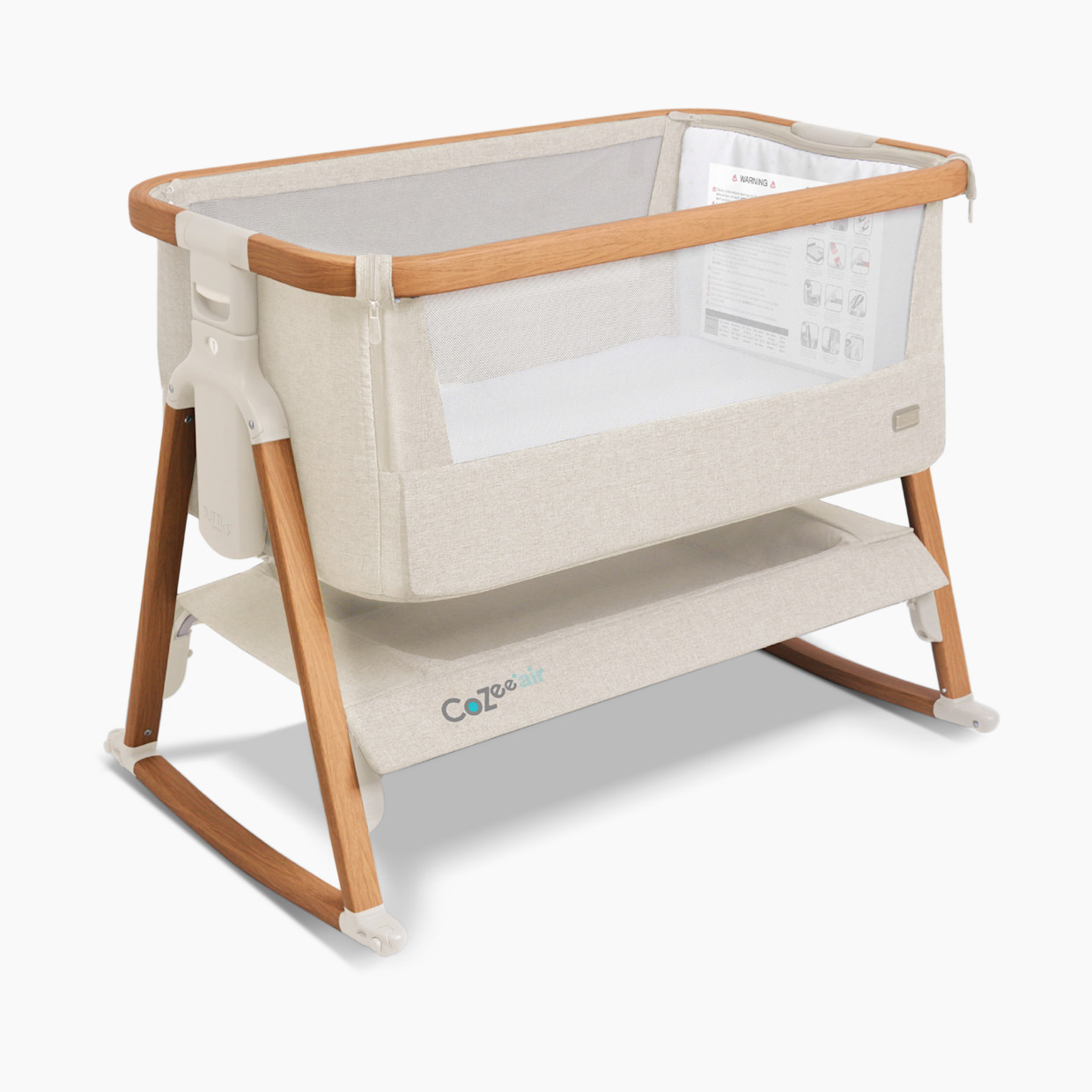 Tutti Bambini CoZee Air Bedside Crib - Scandinavian Walnut/Ecru.