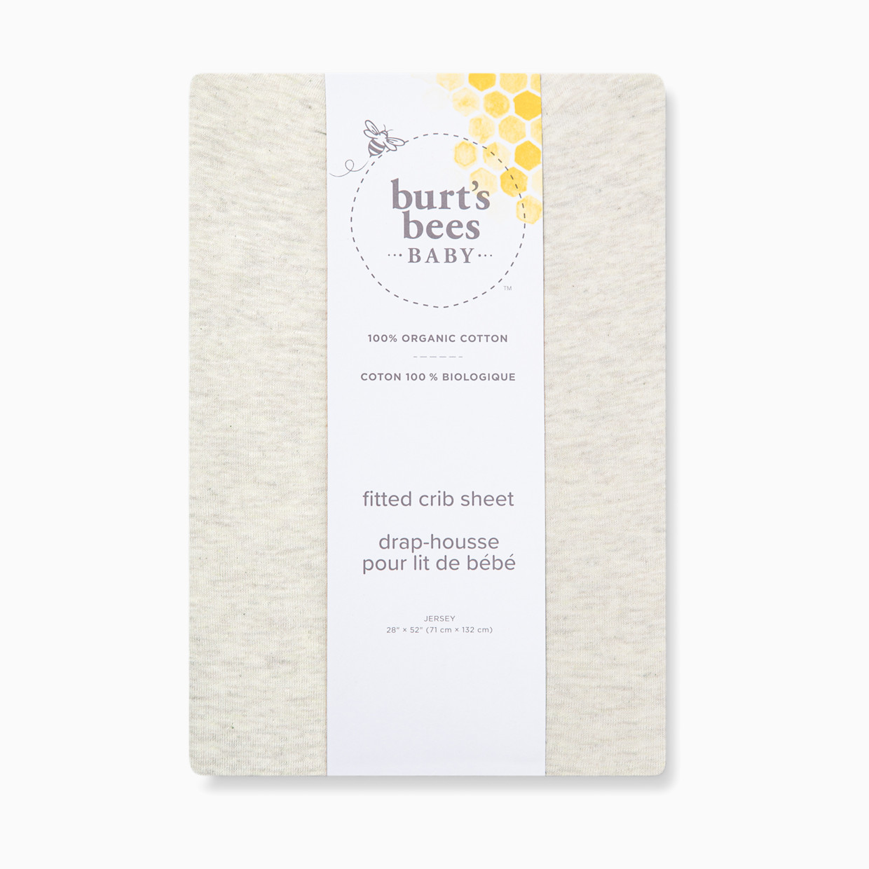 Burt's Bees Baby Organic Cotton Jersey Fitted Crib Sheet - Oatmeal, 1.