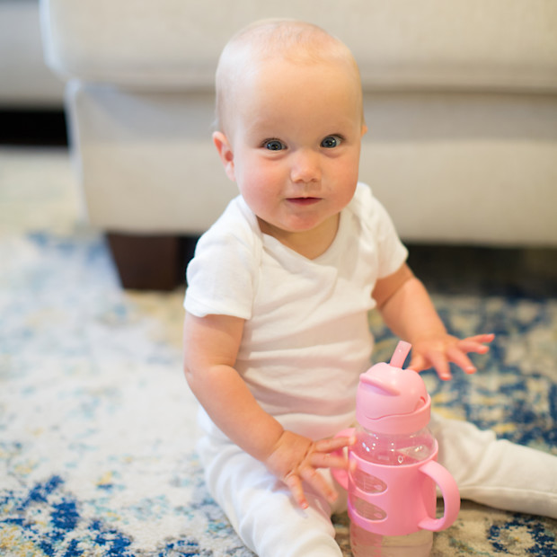 Dr. Brown's Wide-Neck Sippy Straw Bottle with Silicone Handles (2 Pack).