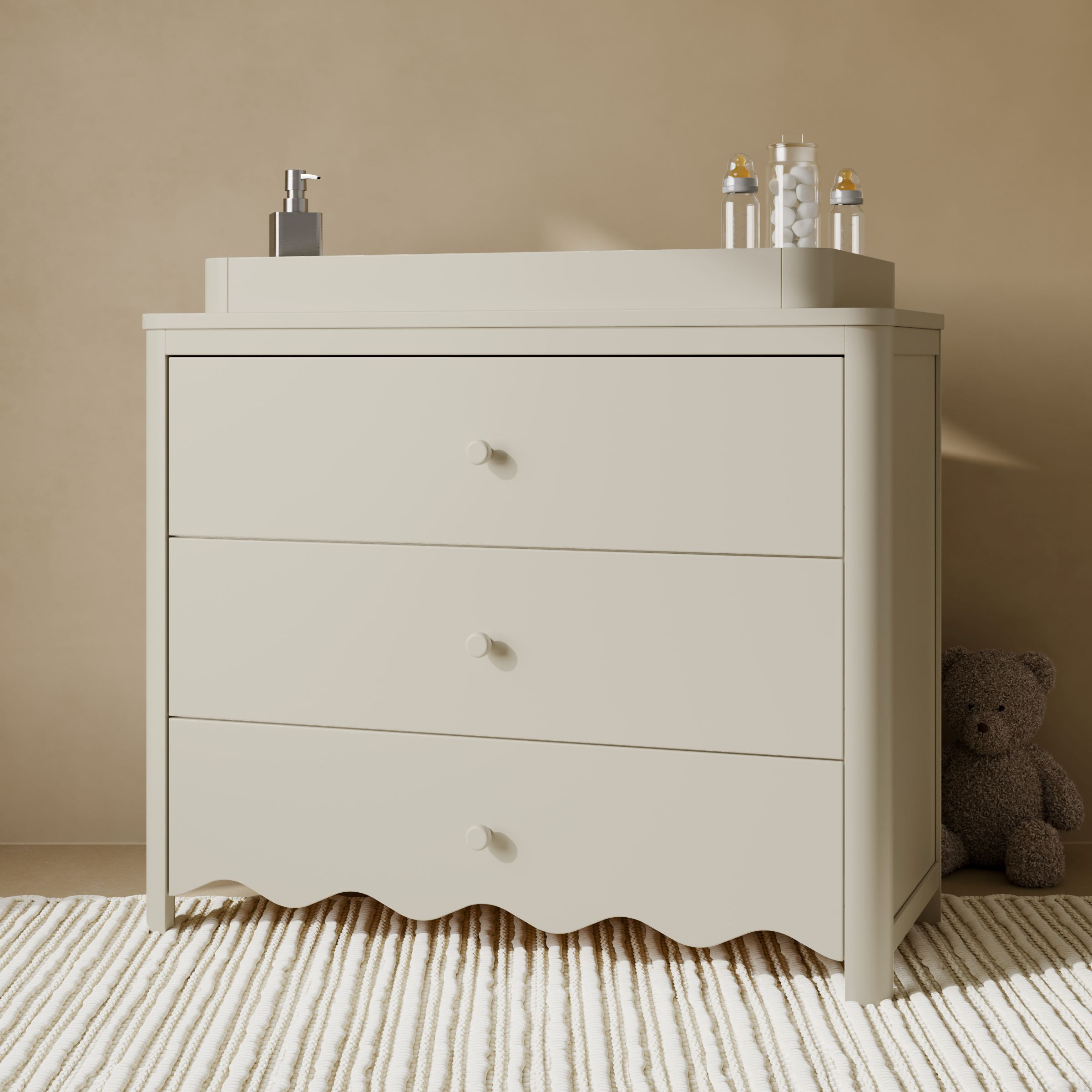 Storkcraft Casablanca 3 Drawer Chest with Removable Changing Table Topper - Frosted Oat.